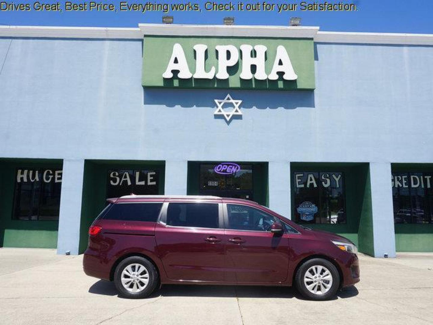 2015 Venetian Red /Camel Kia Sedona 4dr Wgn LX (KNDMB5C18F6) with an 3.3L V6 engine, Automatic transmission, located at 6904 Johnston St., Lafayette, LA, 70503, (337) 988-1960, 30.143589, -92.100601 - Photo#0