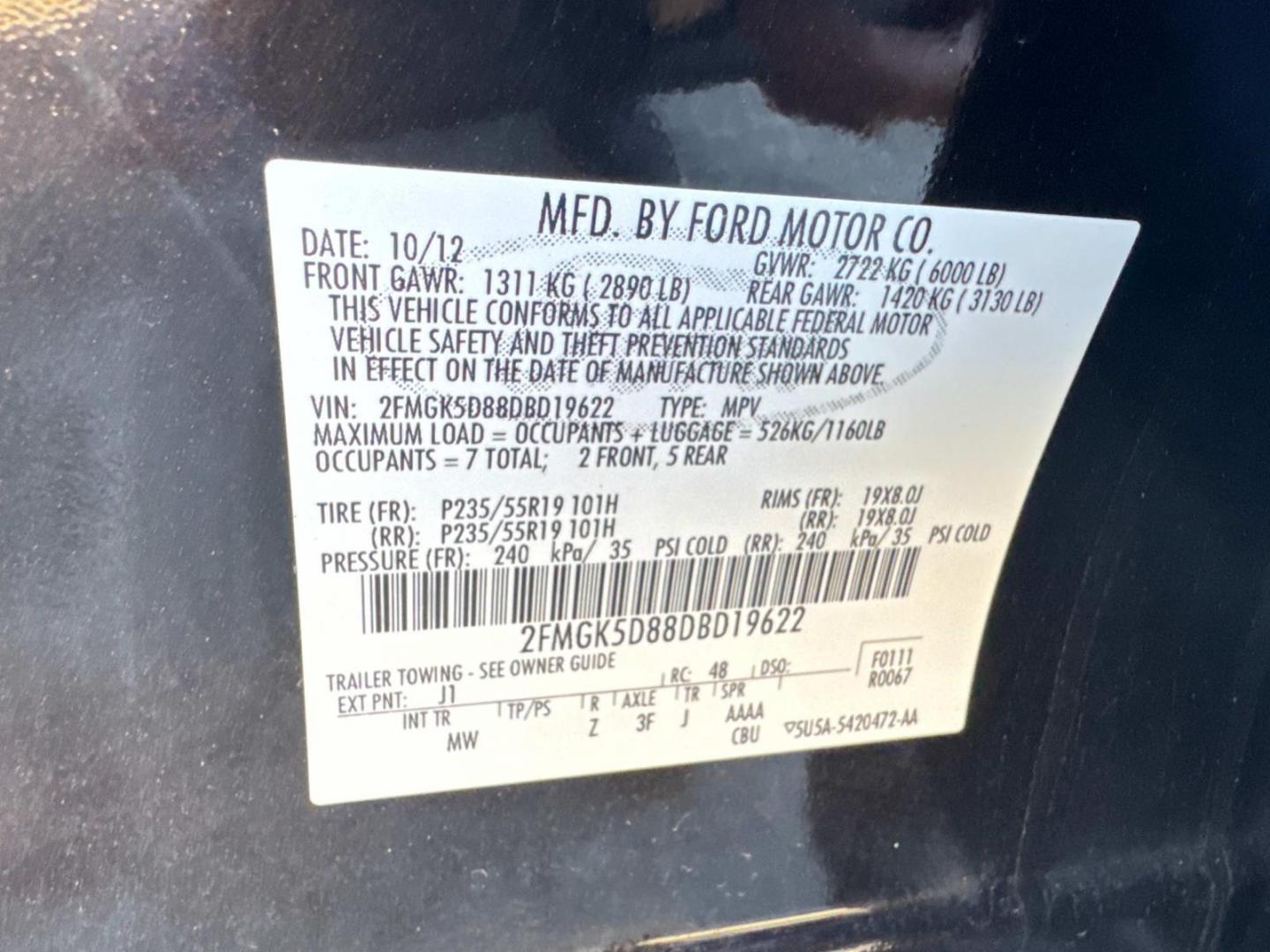 2013 Tuxedo Black Metallic /Charcoal Black Ford Flex 4dr Limited FWD (2FMGK5D88DB) with an 3.5L V6 engine, Automatic transmission, located at 6904 Johnston St., Lafayette, LA, 70503, (337) 988-1960, 30.143589, -92.100601 - Photo#32