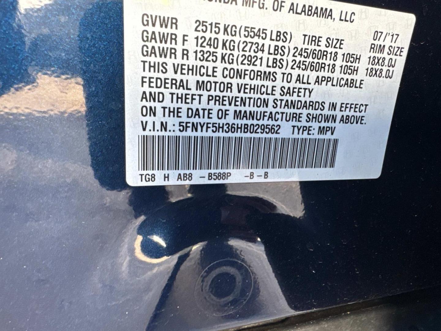 2017 Obsidian Blue Pearl /Beige Honda Pilot EX 2WD (5FNYF5H36HB) with an 3.5L V6 engine, 6 Spd Automatic transmission, located at 6904 Johnston St., Lafayette, LA, 70503, (337) 988-1960, 30.143589, -92.100601 - Photo#33