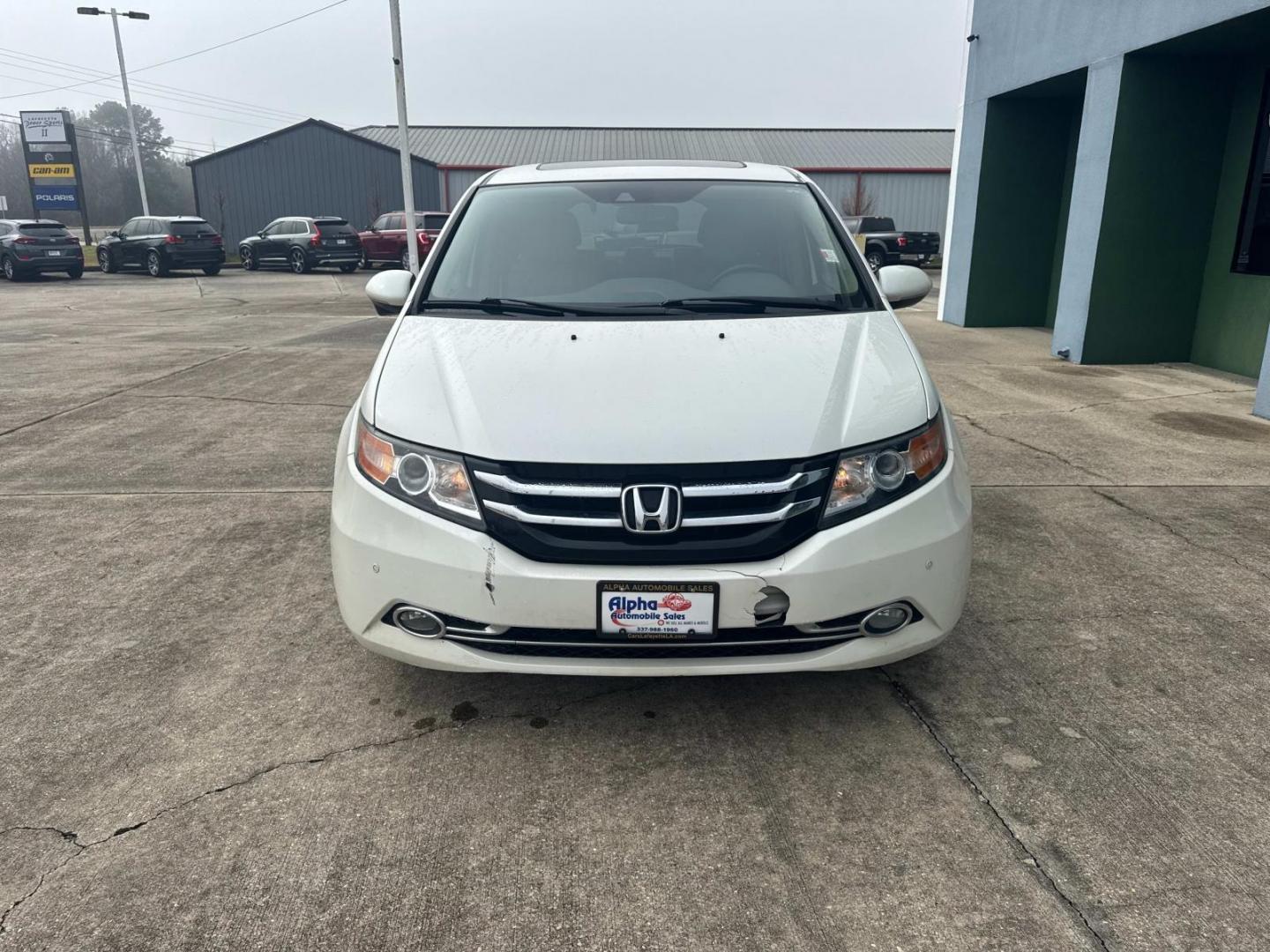 2015 White Diamond Pearl /Beige Honda Odyssey 5dr Touring Elite (5FNRL5H99FB) , Automatic transmission, located at 6904 Johnston St., Lafayette, LA, 70503, (337) 988-1960, 30.143589, -92.100601 - Photo#2